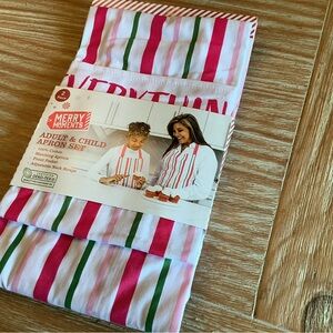Merry Moments Red and Green Striped Apron Set